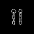 Chain-link stainless steel hoop earrings on a black background