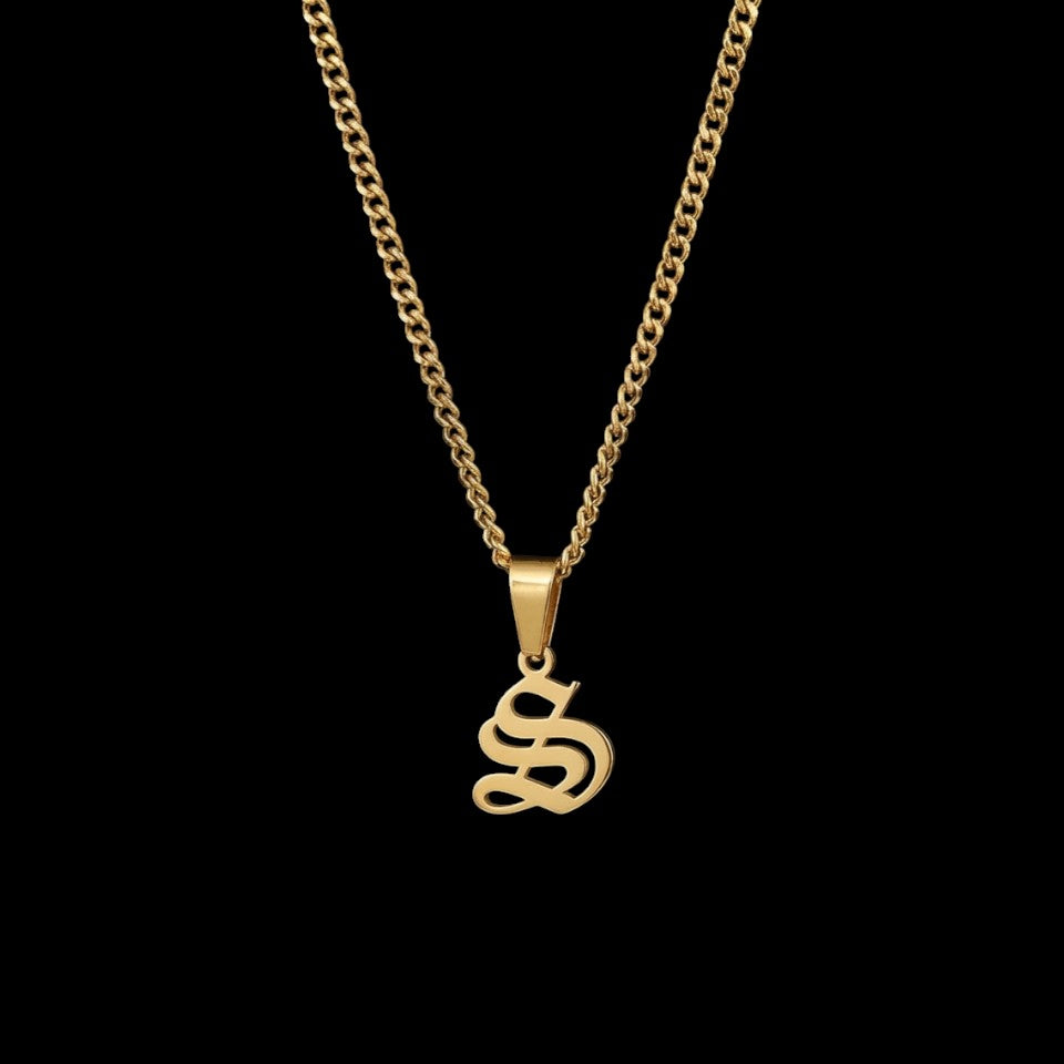 Custom Gothic Letter Stainless Steel Necklace
