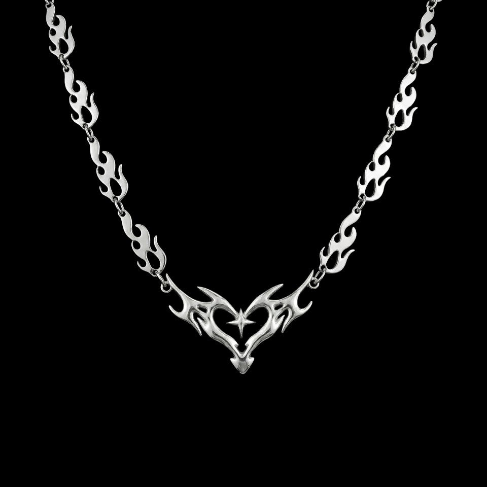 Razor heart stainless steel choker on a black background