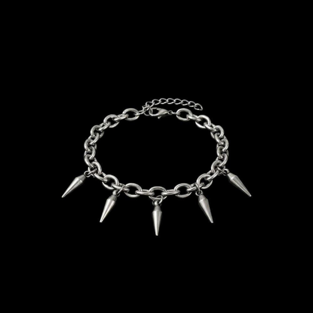 Phantom gothic stainless steel spiked bracelet on a black background