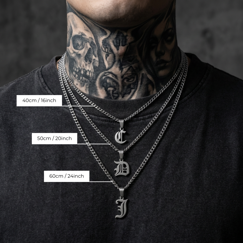 Custom Gothic Letter Stainless Steel Necklace
