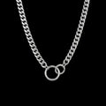 Double hoop stainless steel choker on a black background