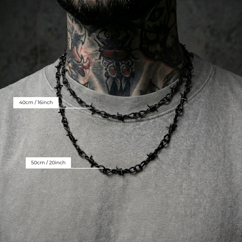 Black Barb Wire Stainless Steel Necklace