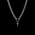 Sword and chain stainless steel choker on a black background