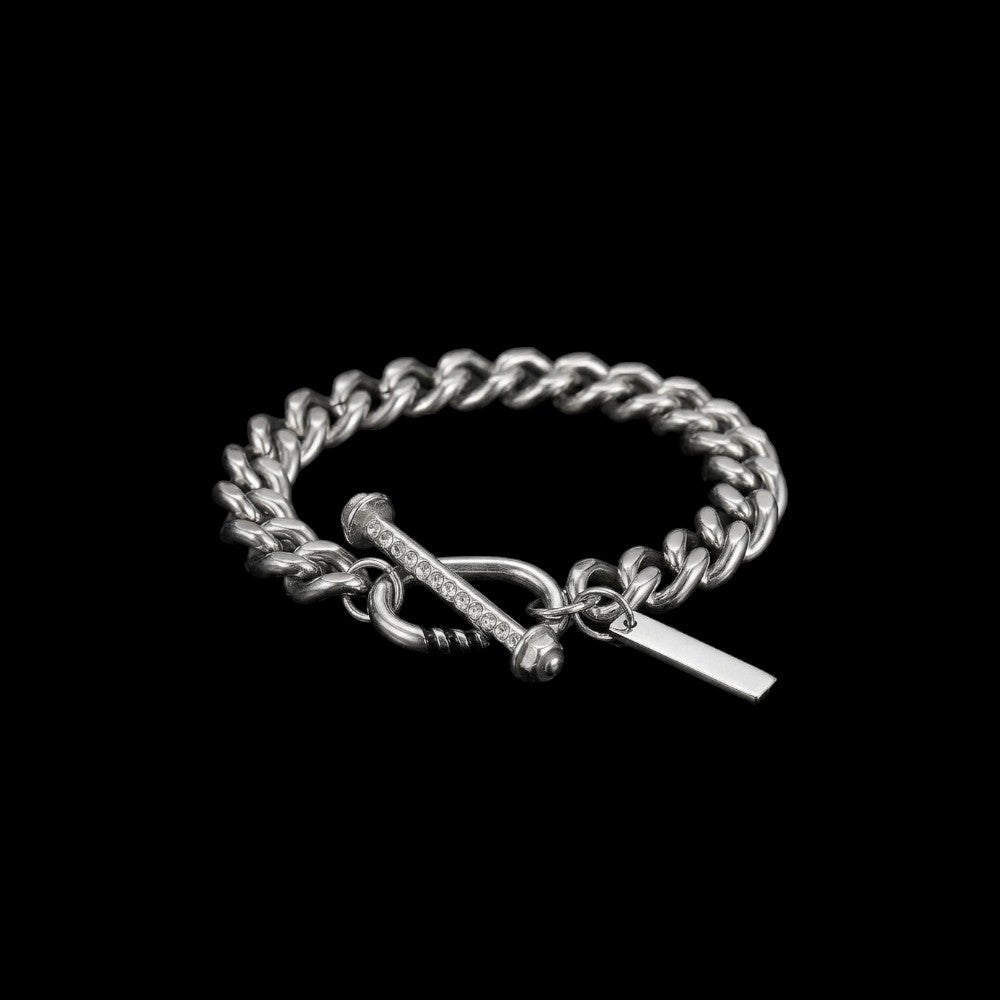 Reaper gothic stainless steel bracelet on a black background