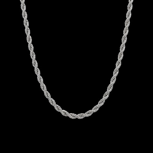 5mm rope stainless steel chain necklace on a black background
