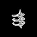 Exoskeleton spiked stainless steel ring on a black background