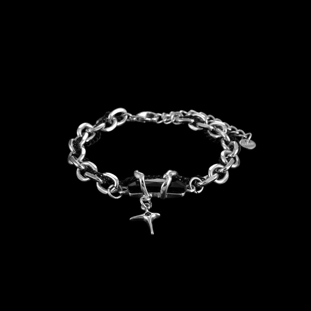 Wraith black stainless steel bracelet on a black background