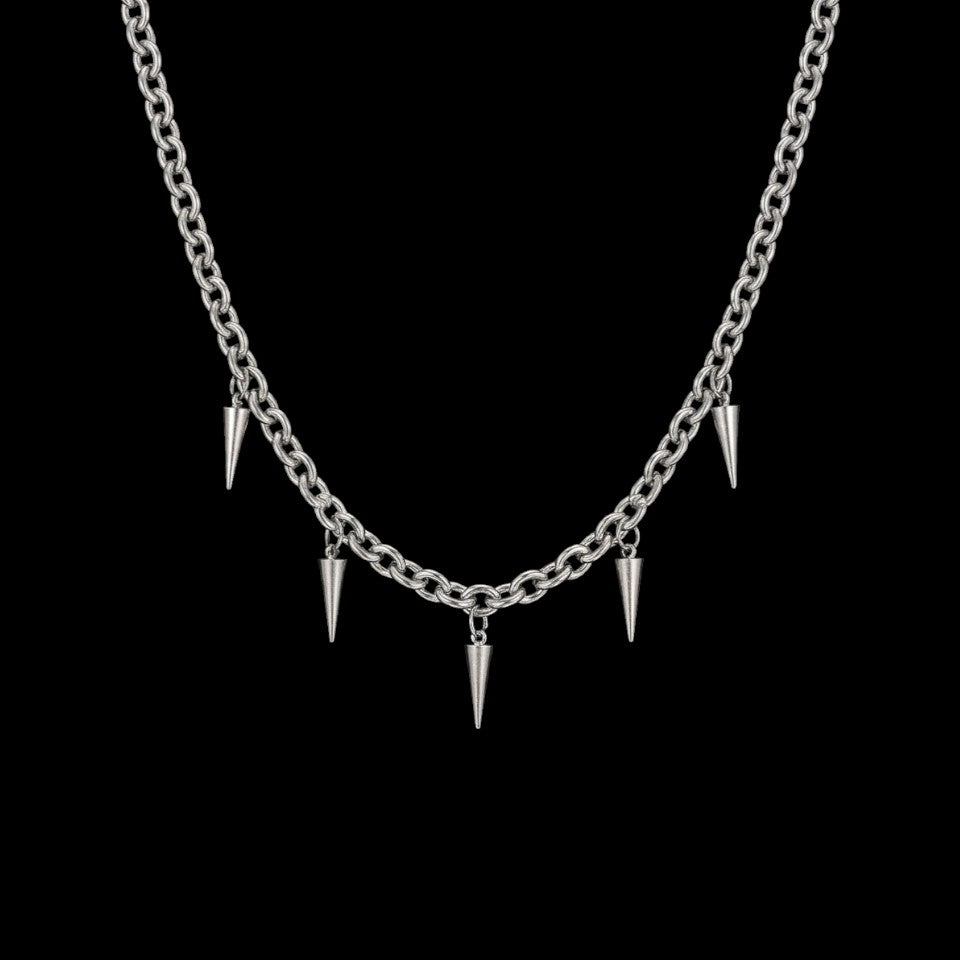 Phantom gothic stainless steel necklace on a black background