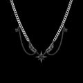 Hellstar gothic stainless steel necklace on a black background