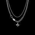 Sable layered black stainless steel necklace on a black background