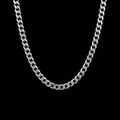 6mm Cuban link stainless steel chain necklace on a black background