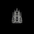 Black Faith gothic stainless steel ring on a black background