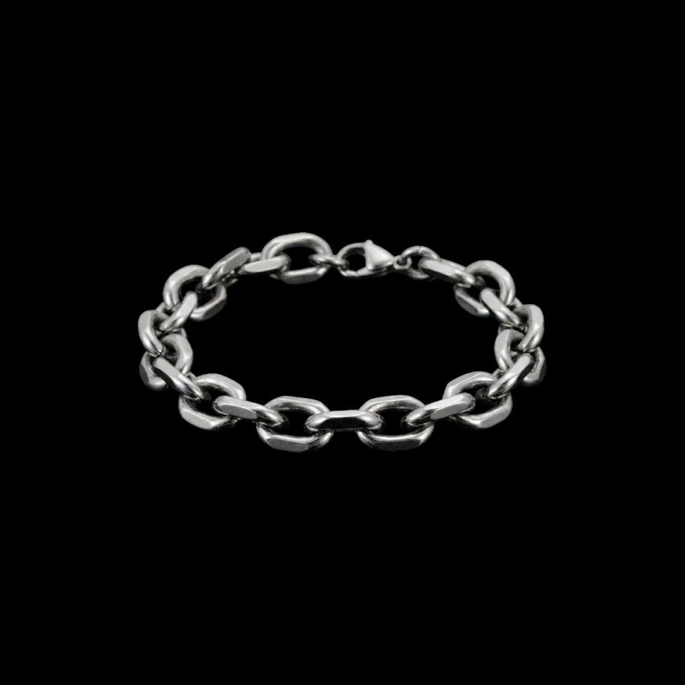 10mm cable stainless steel bracelet on a black background