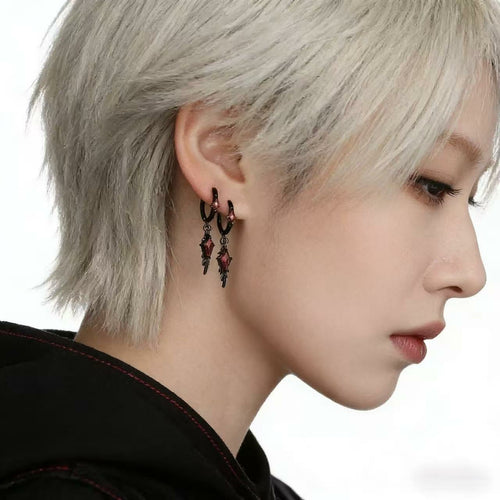 Black raven ear cuffs with clear zircon accents by Aurpin