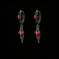 Black raven ear cuffs with red zircon accents