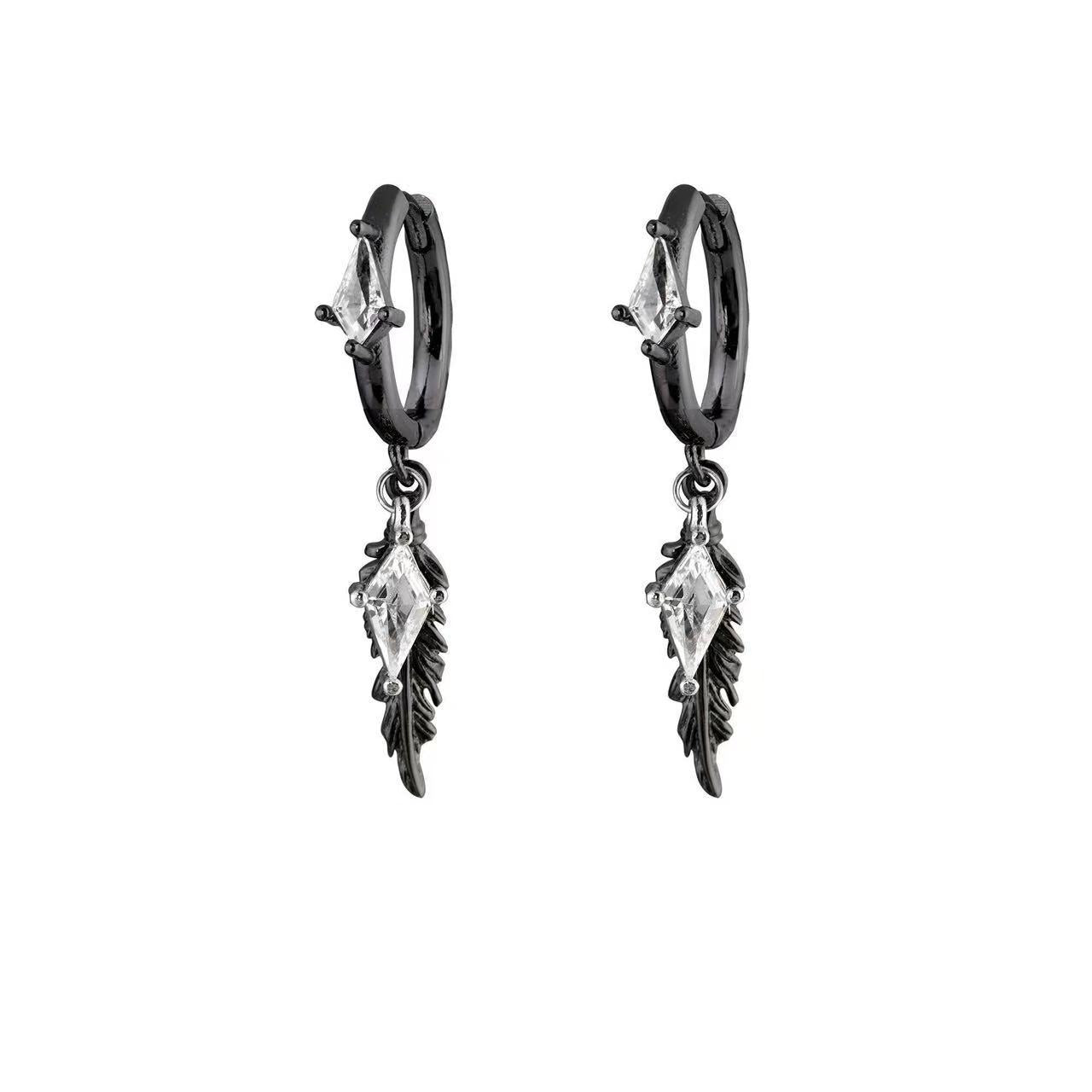 Raven zircon ear cuffs close-up
