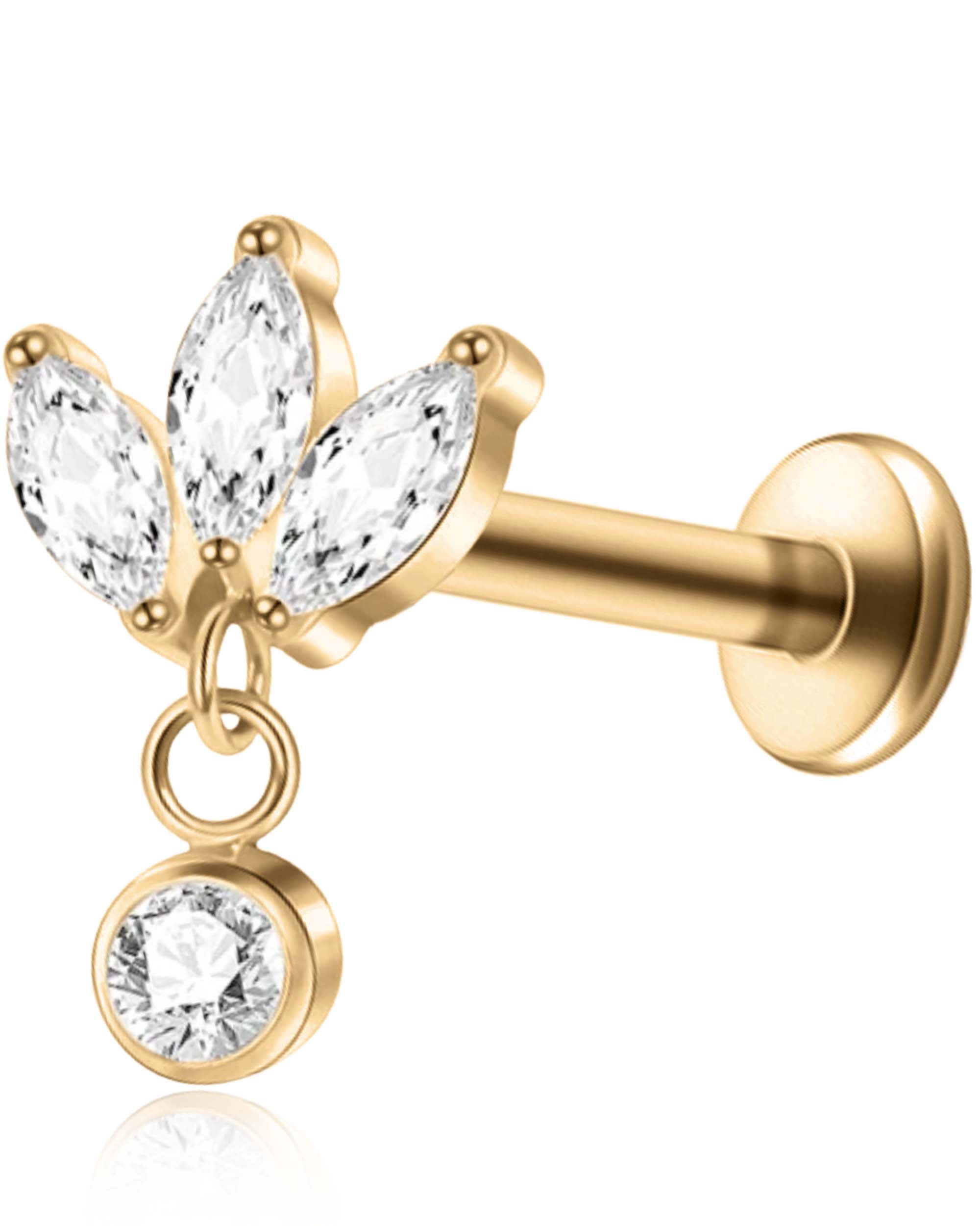 Oasis Triple Marquise Drop Ear Piercing Stud