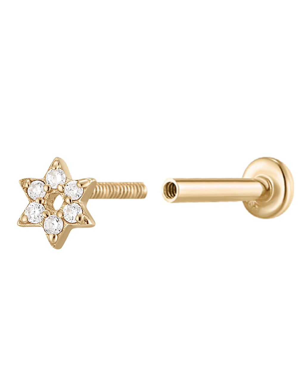 Posy Crystal Flower Threaded 14K Gold Earring Stud