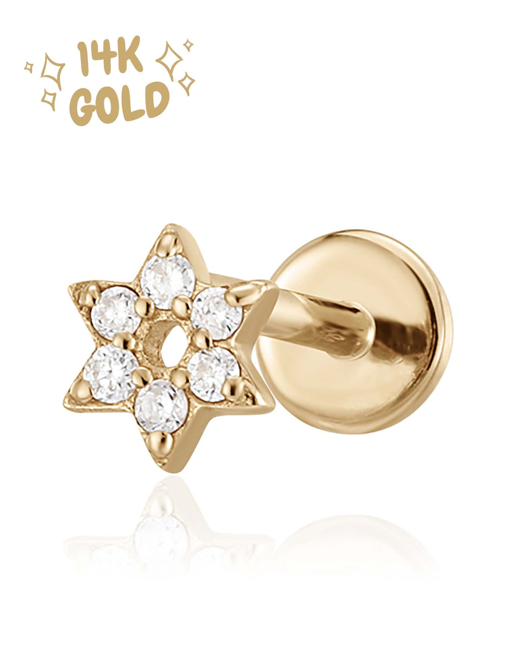 Posy Crystal Flower Threaded 14K Gold Earring Stud