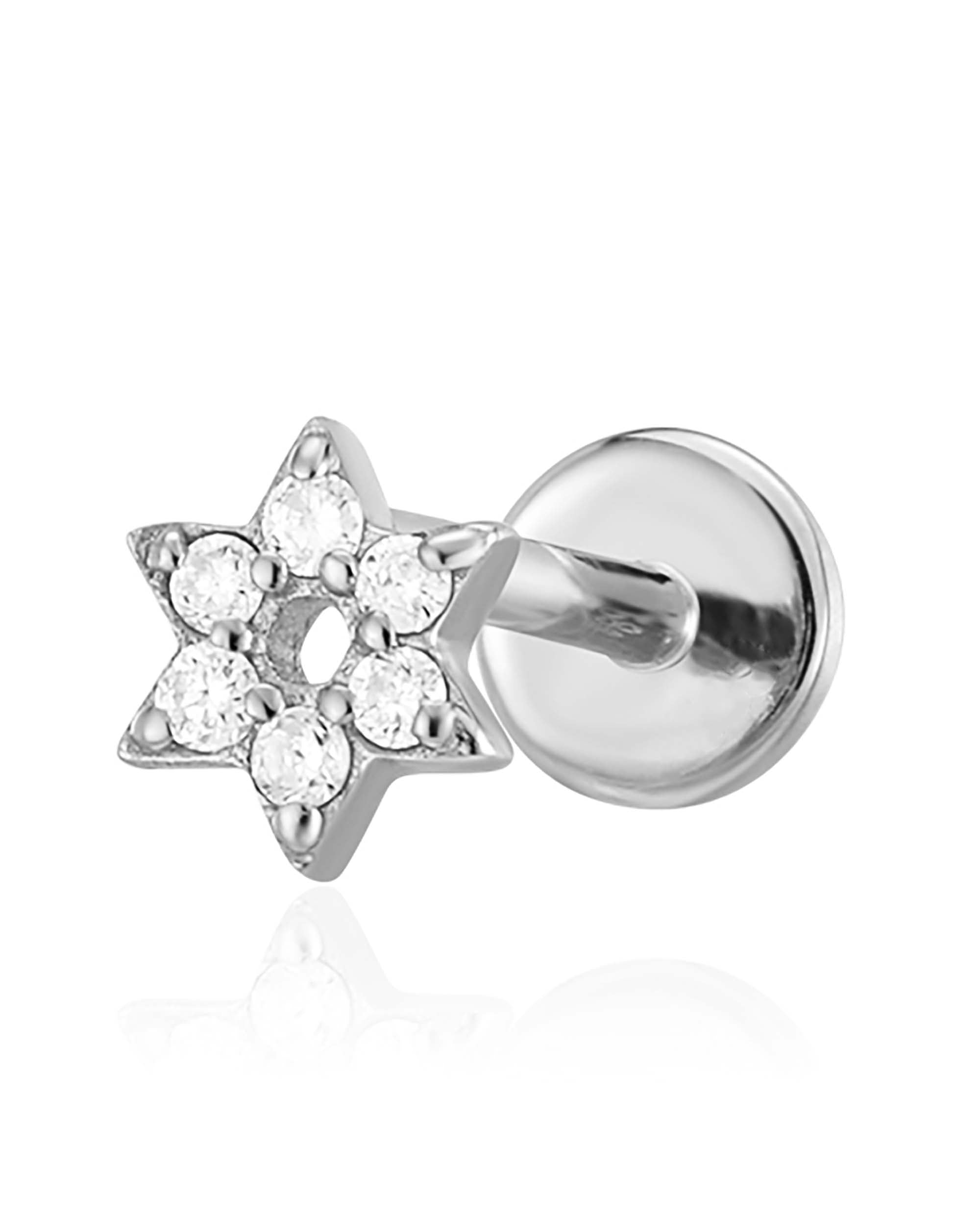 Posy Crystal Flower Threaded 14K Gold Earring Stud