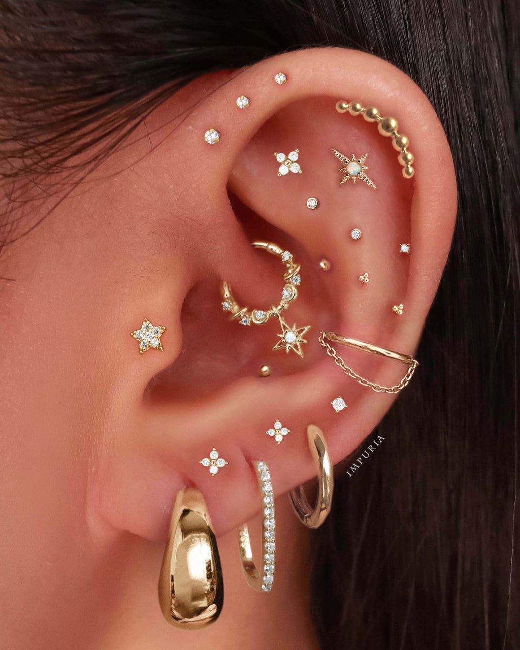 Sirius Crystal Star Ear Piercing Earring Stud Set