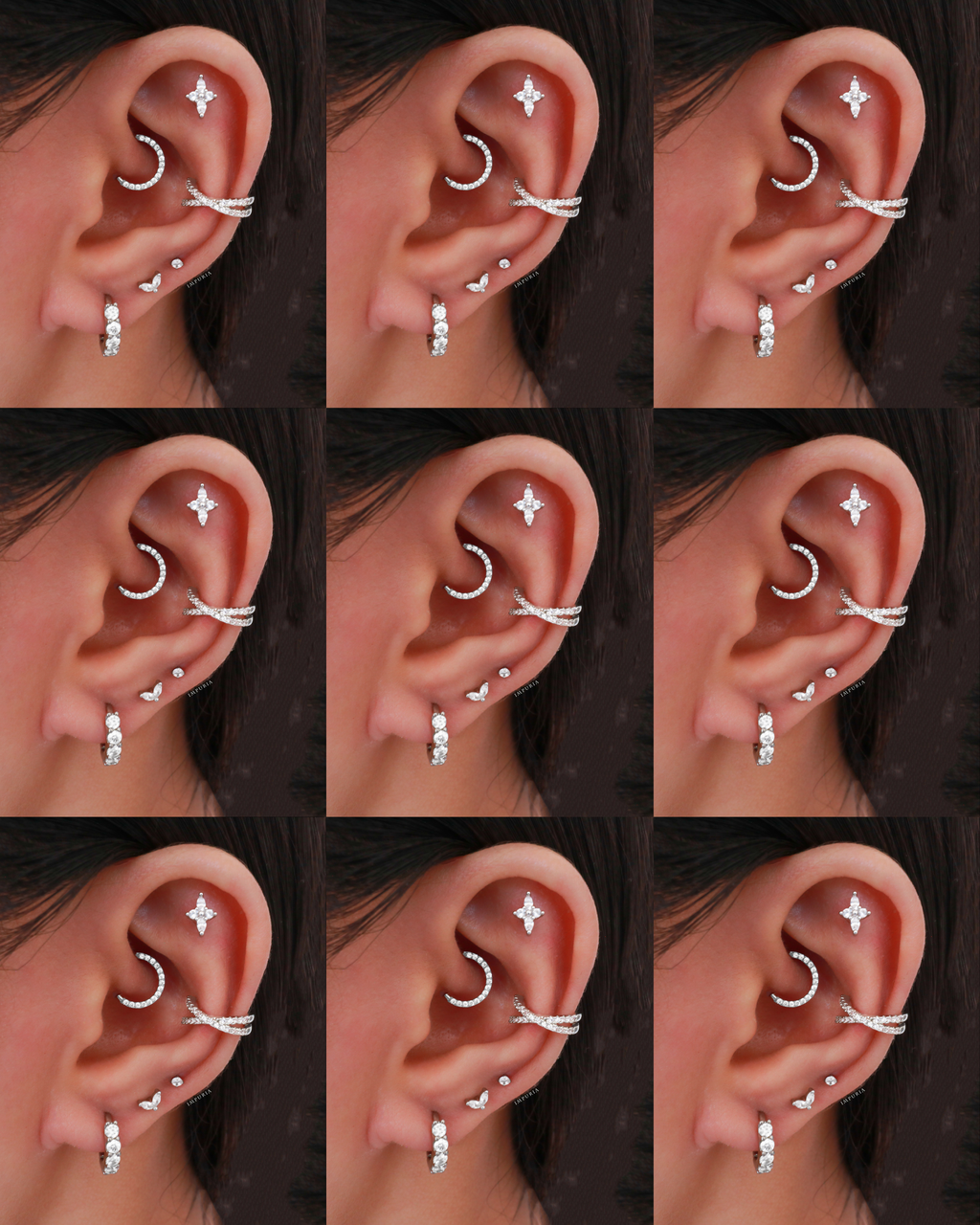 Glint Chunky Crystal Pave Hoop Huggie Earrings