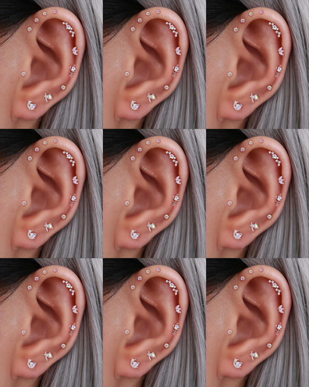 Galaxy Cluster Star Ear Piercing Earring Stud