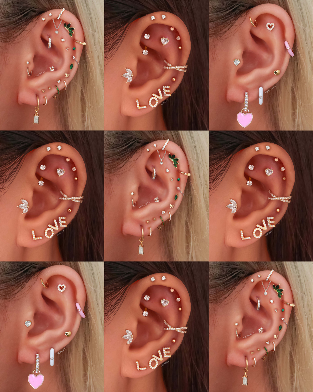 Desire Crystal Heart Ear Piercing Earring Stud