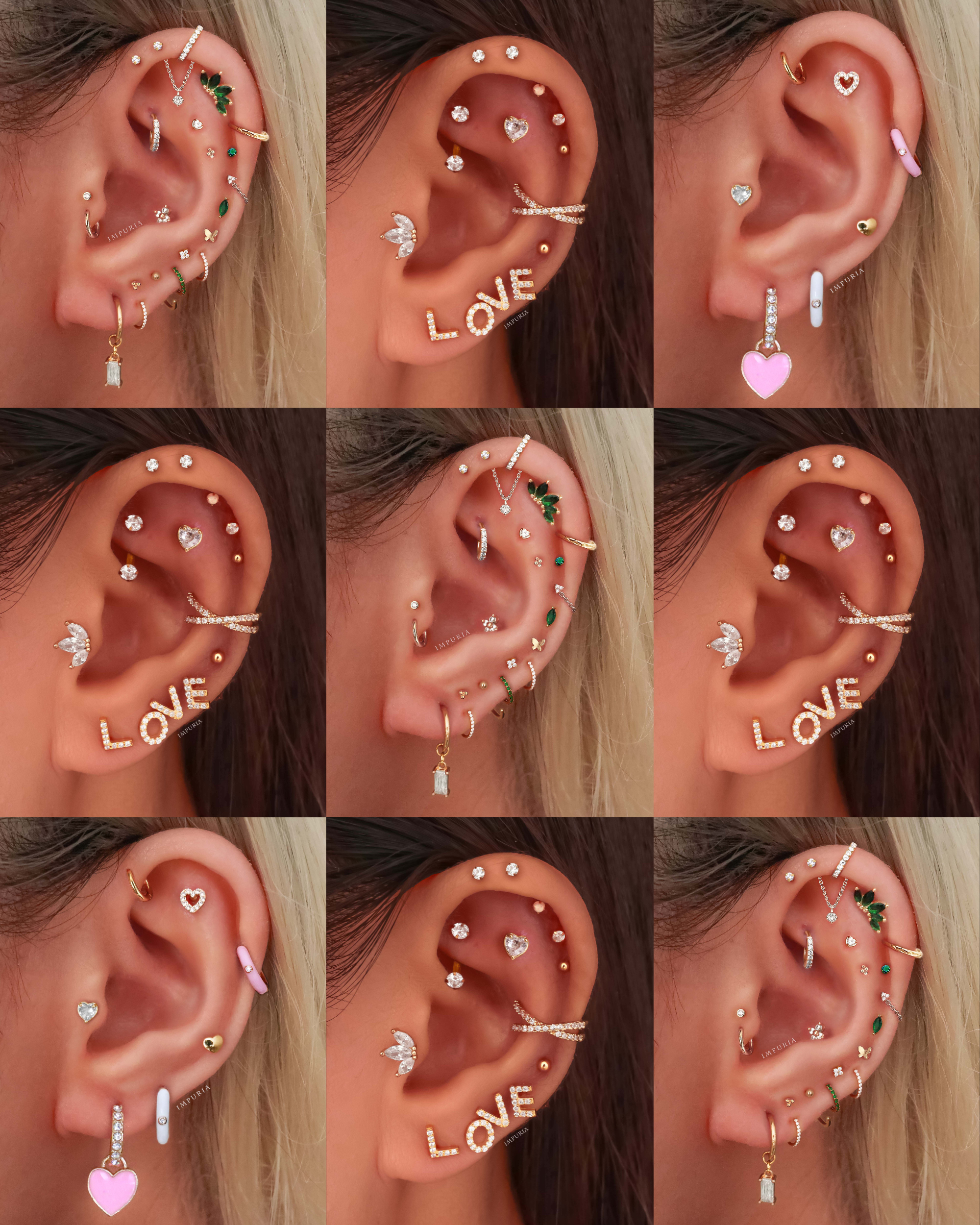 Desire Crystal Heart Ear Piercing Earring Stud