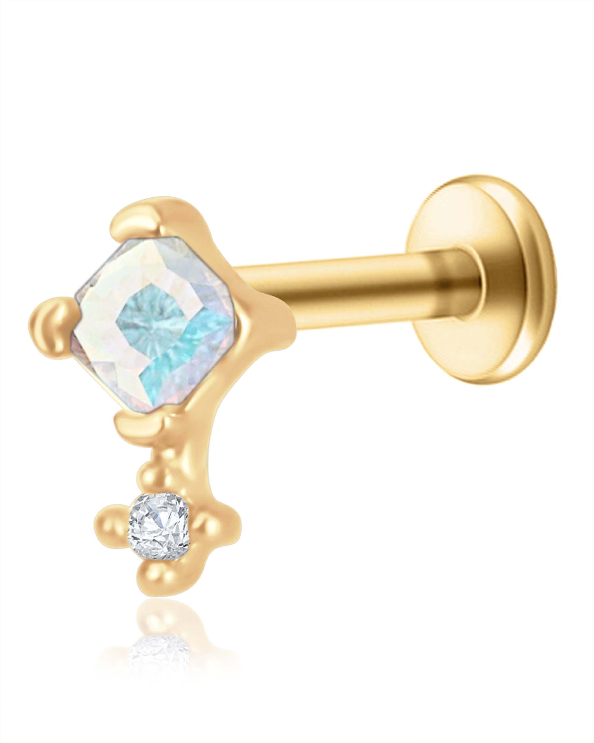 Radiance Double Square Ear Piercing Earring Stud