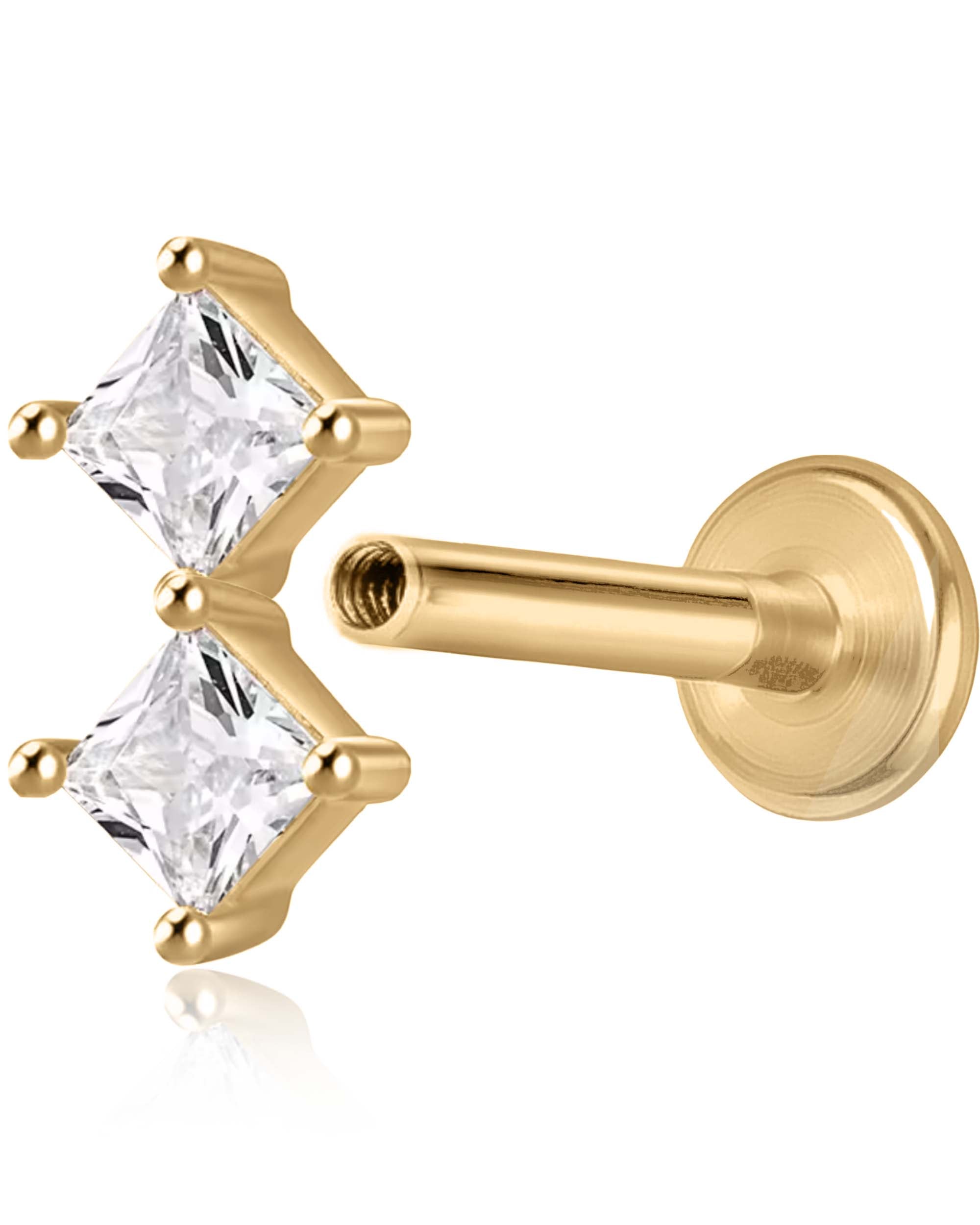 Radiance Double Square Ear Piercing Earring Stud