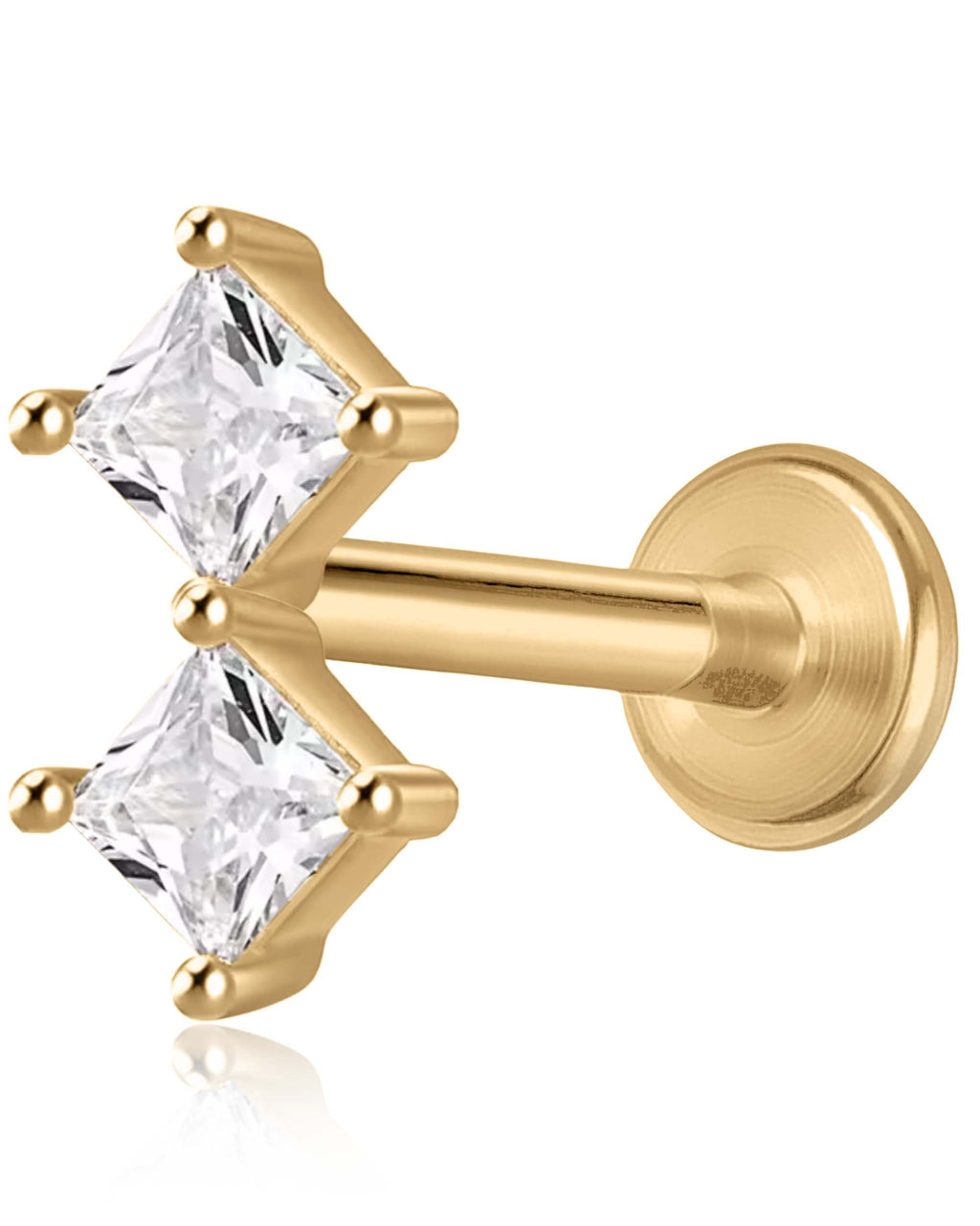Radiance Double Square Ear Piercing Earring Stud