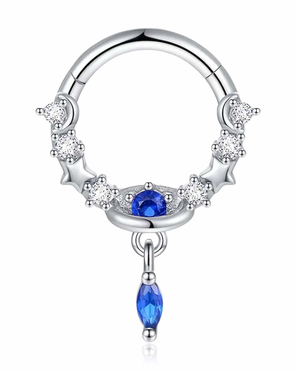 Saturna Crystal Celestial & Planet Daith Ear Piercing Ring Hoop Clicker