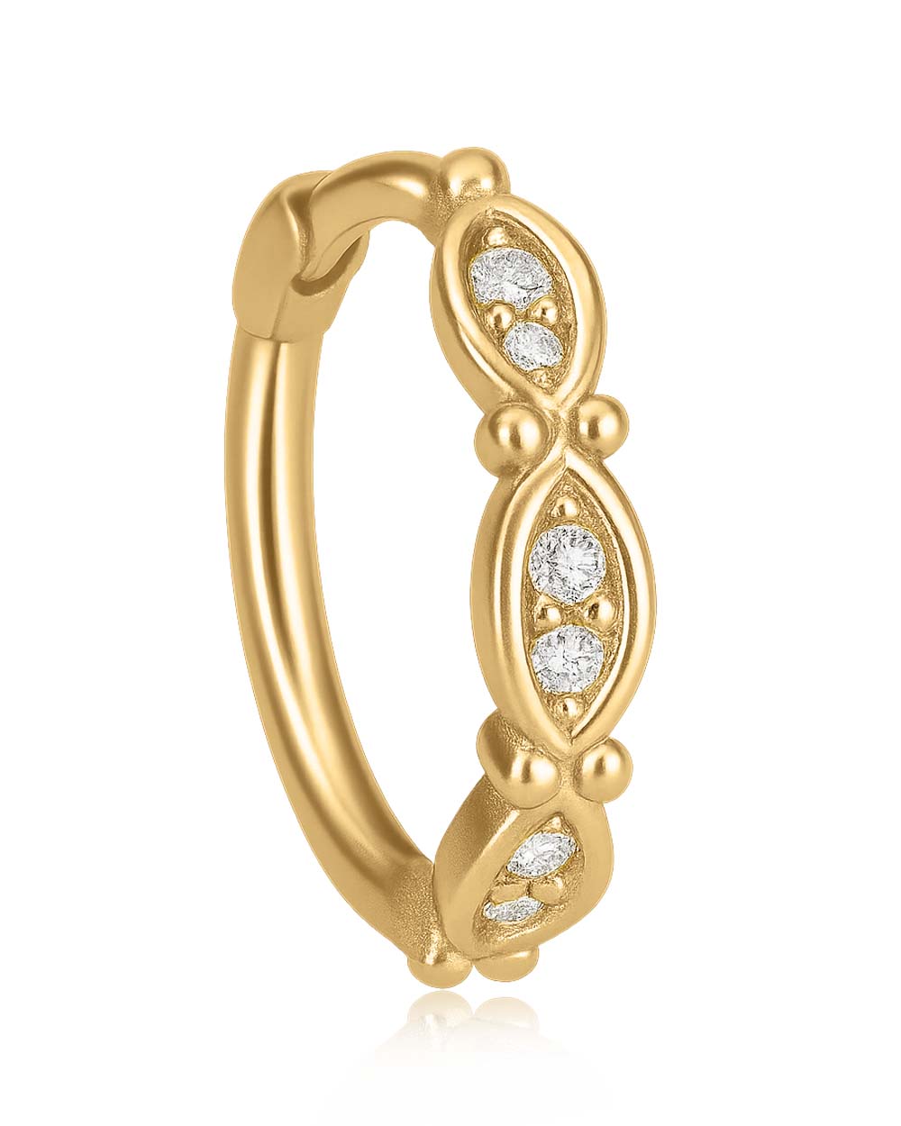 Sauve Crystal Bezel Milgrain Eternity Hinged Segment Hoop Ring Clicker