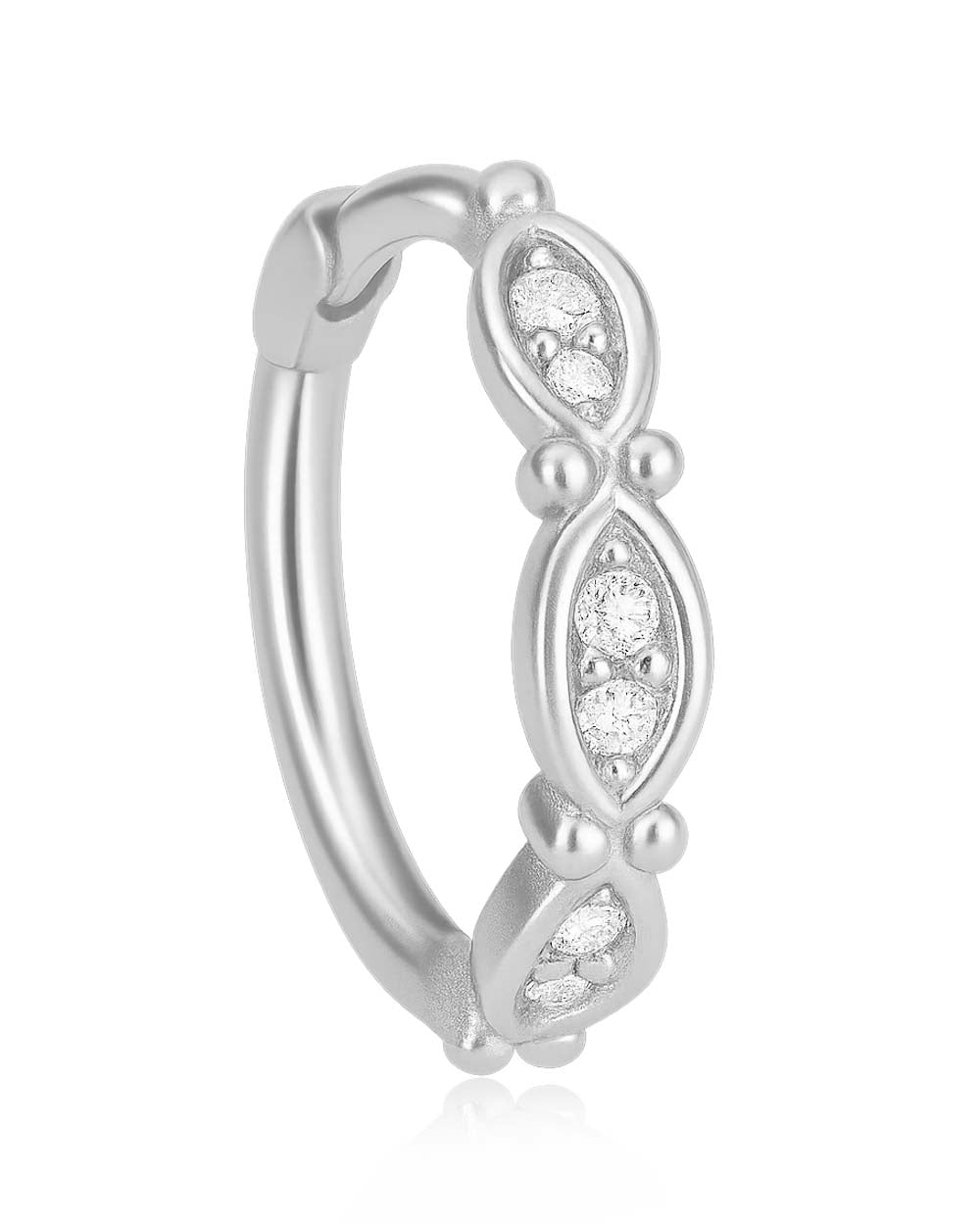 Sauve Crystal Bezel Milgrain Eternity Hinged Segment Hoop Ring Clicker