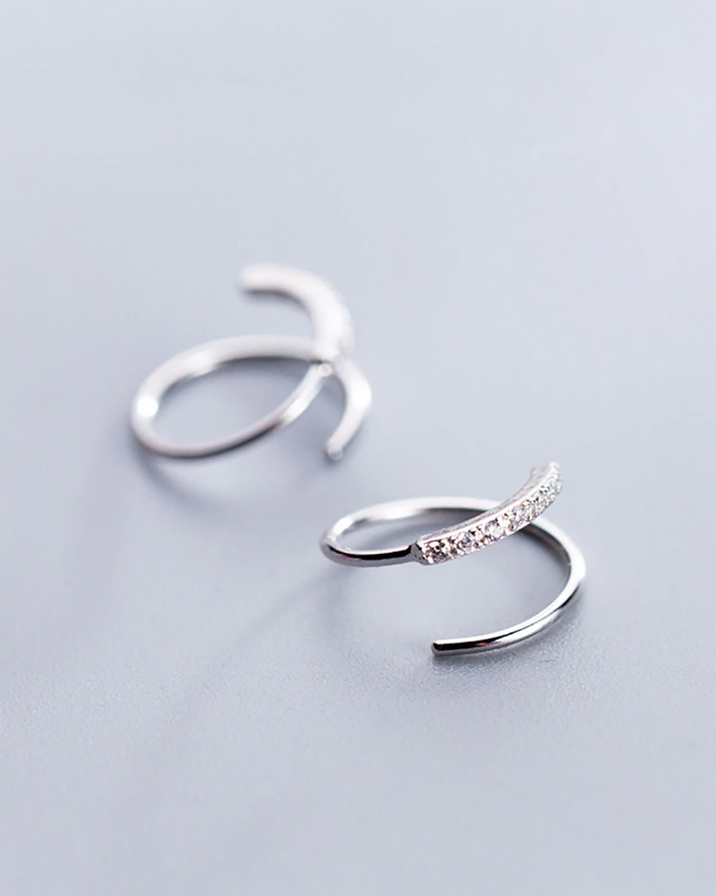 June Minimalist Crystal Spiral Hoop Earrings