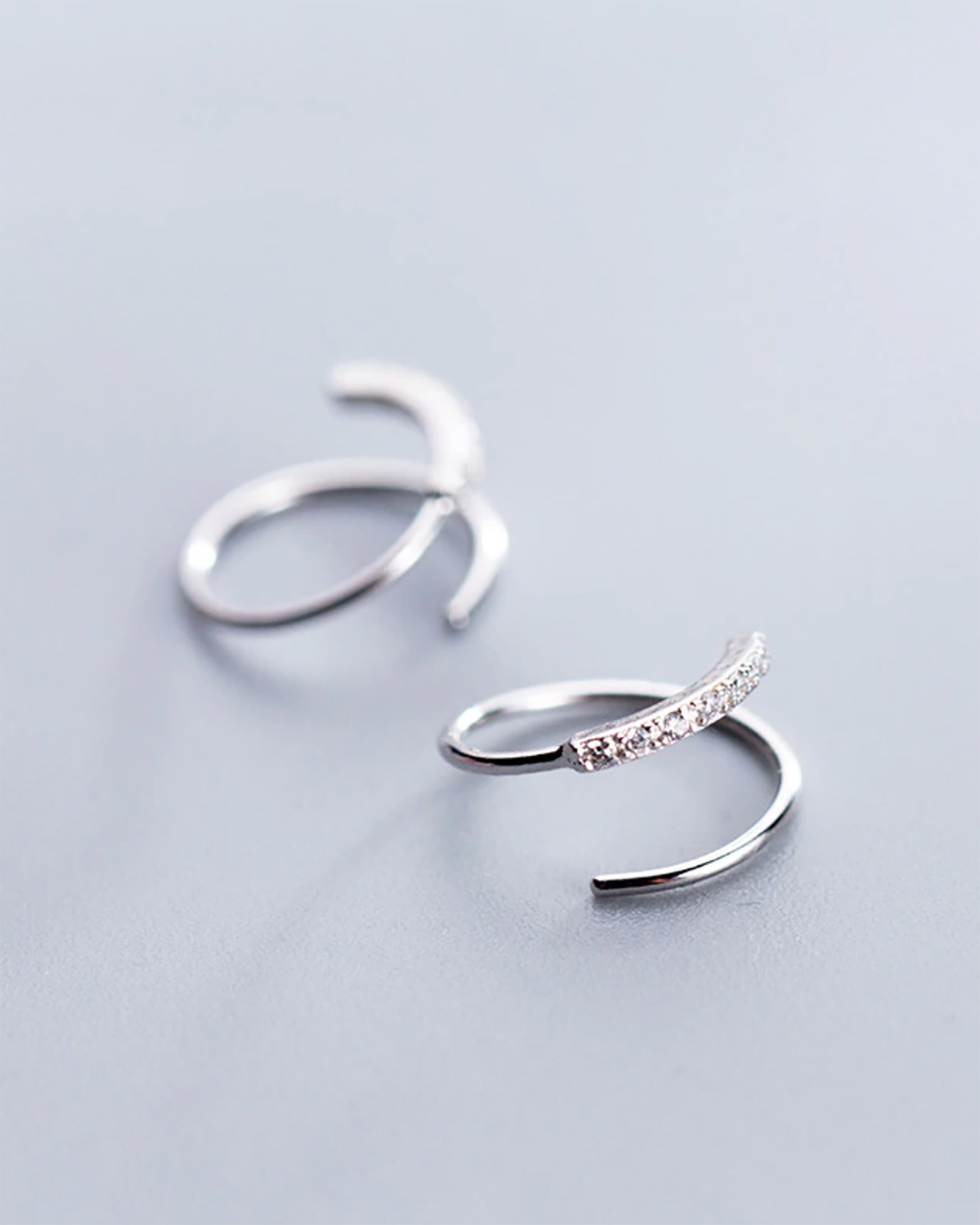 June Minimalist Crystal Spiral Hoop Earrings