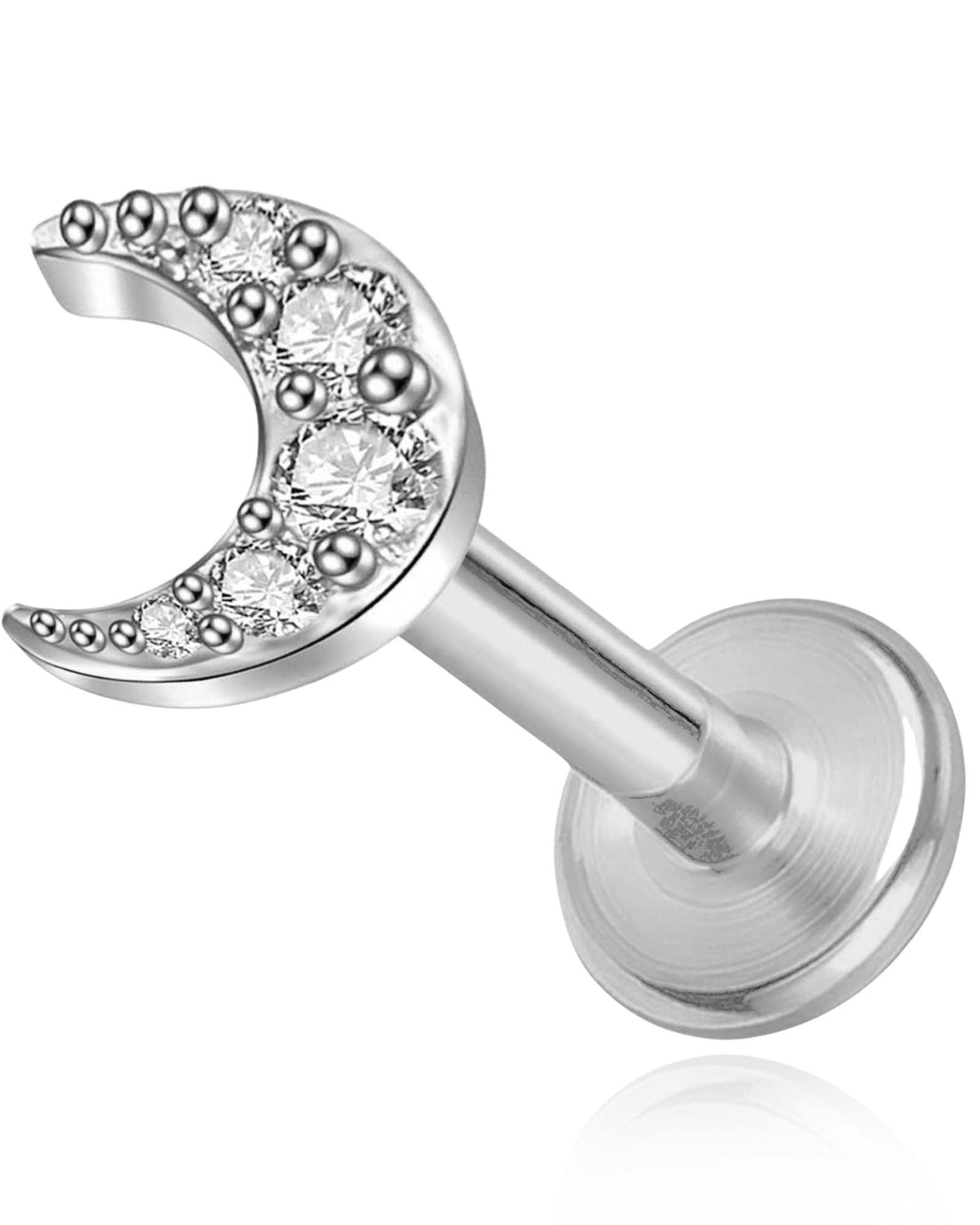 Serena Crystal Moon Ear Piercing Earring Stud