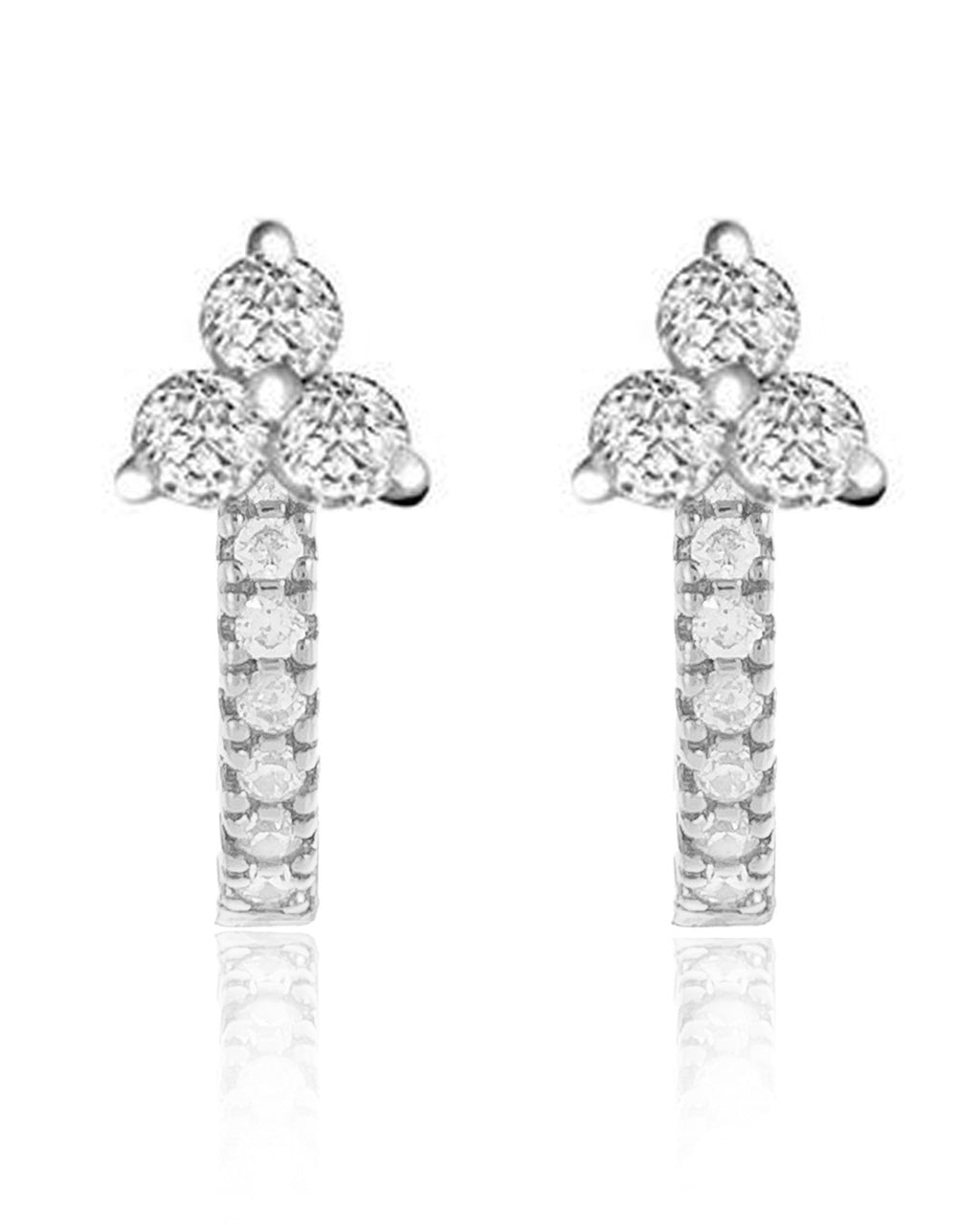 Kaia Crystal Lotus Pave Eternity Hoop Huggie Earrings