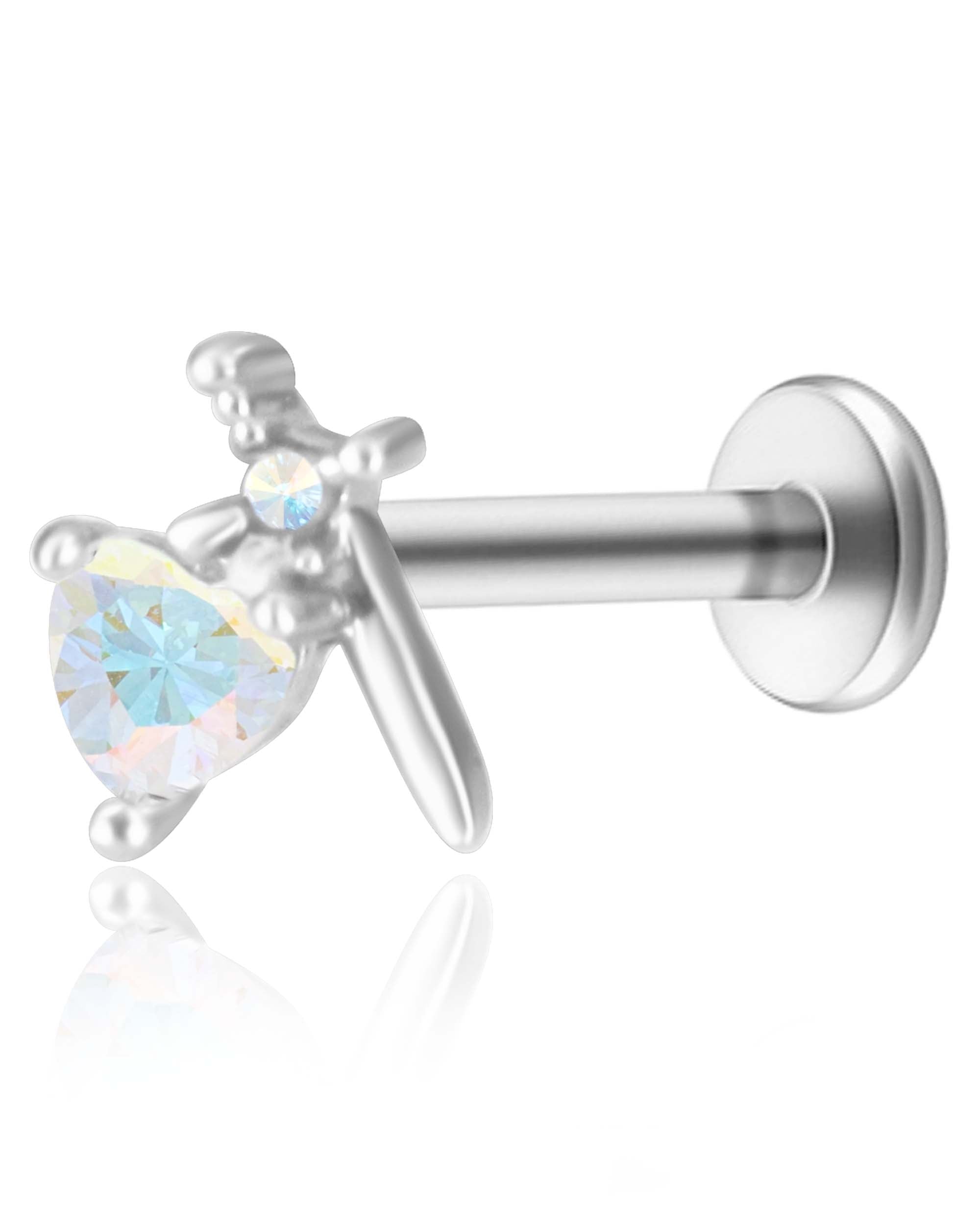 Silvermist Dagger Heart Ear Piercing Earring Stud