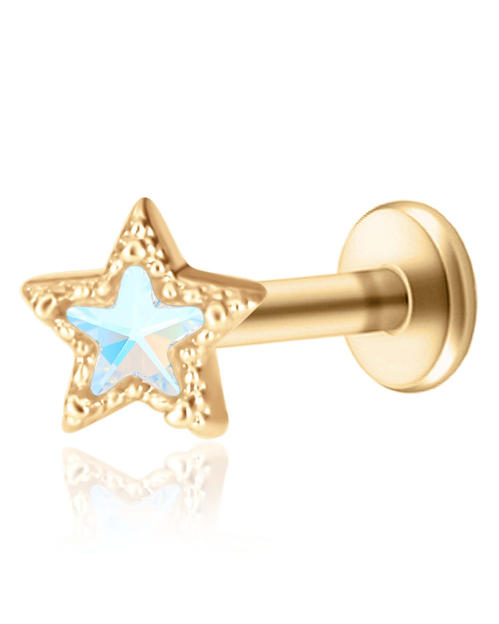 Solar Aurora Borealis Crystal Star Ear Piercing Earring Stud