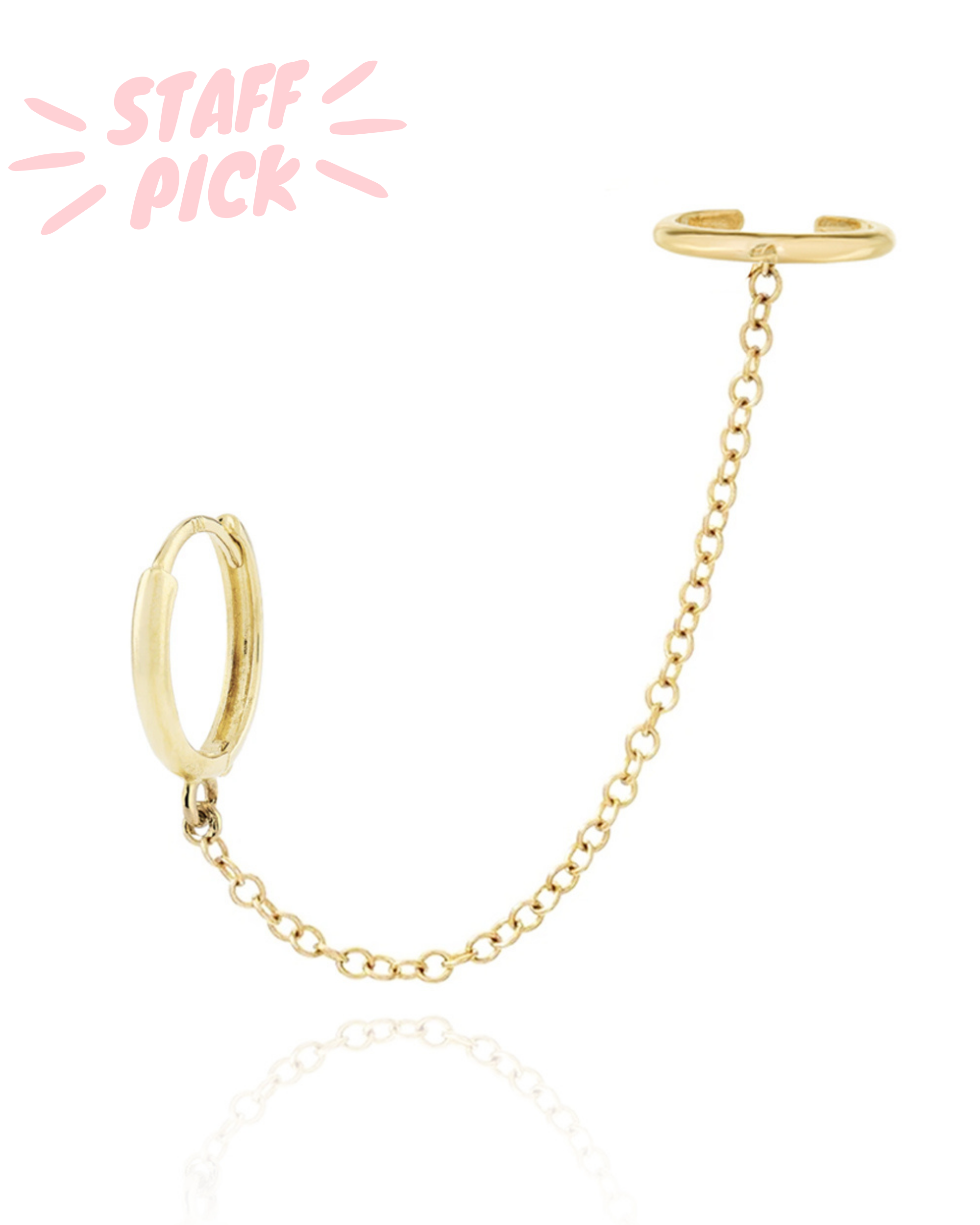 Joy Chain Ear Cuff Polished Hoop Huggie Earrings