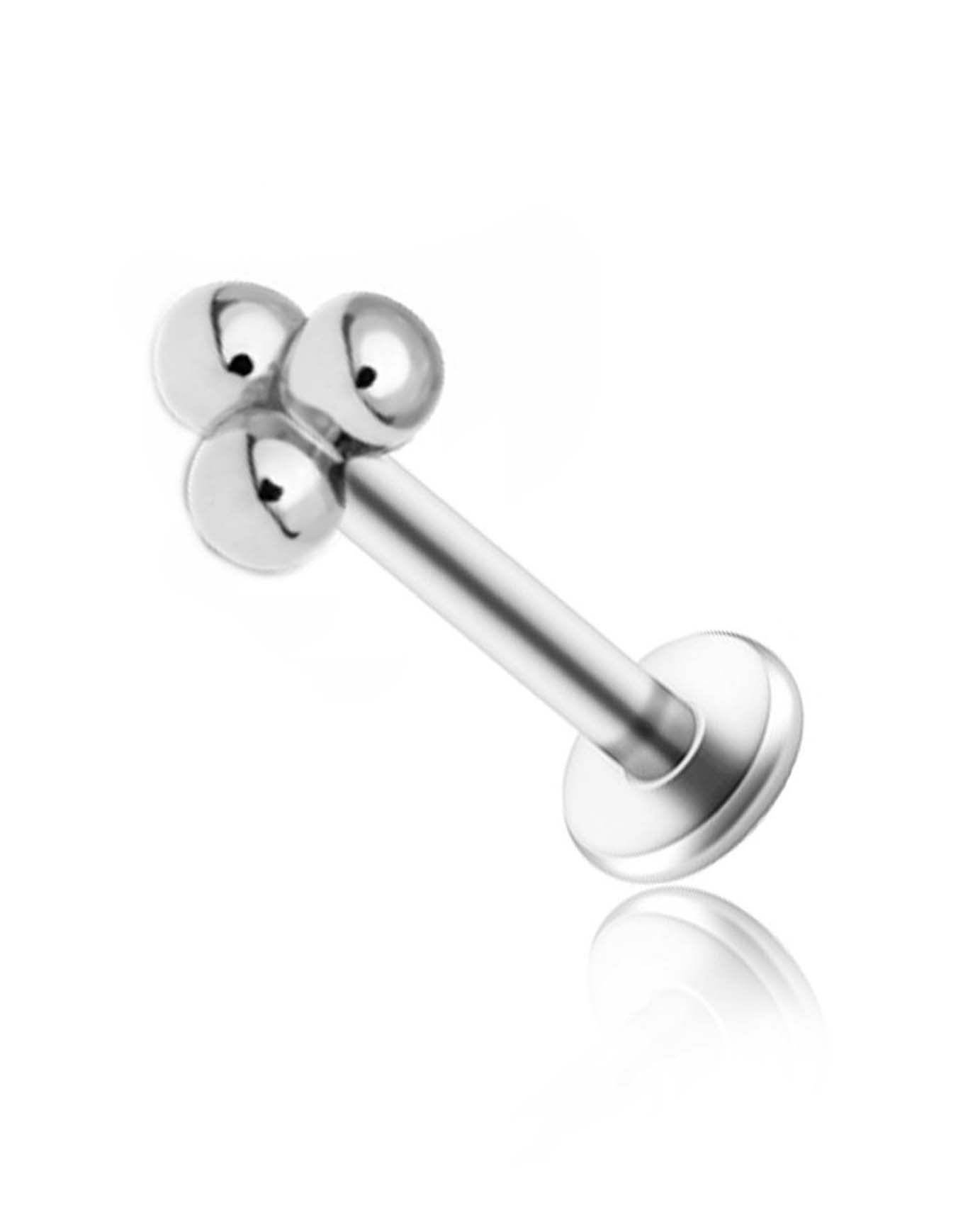 Trinity Polished Triple Ball Milgrain Ear Piercing Stud