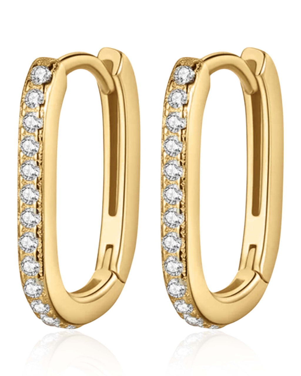 Verona Pave Rectangle Huggie Hoop Earrings
