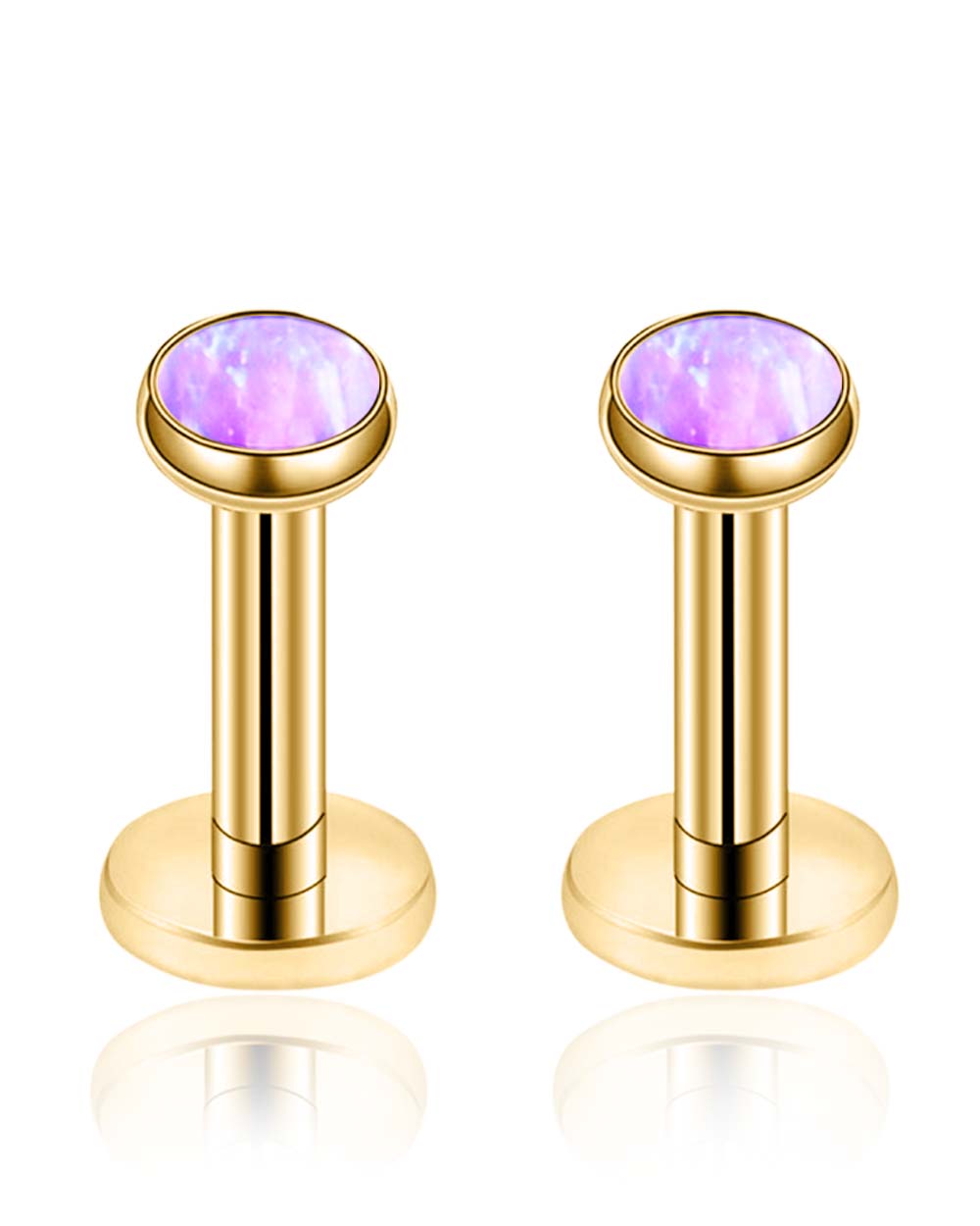 Vivid Colorful Opal Bezel Ear Piercing Earring Stud Set