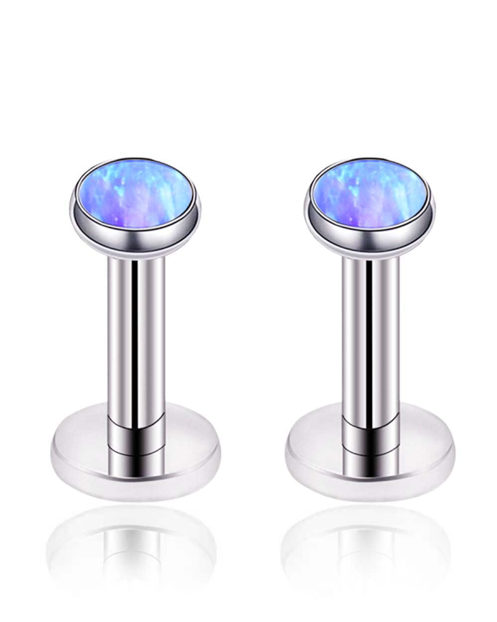 Vivid Colorful Opal Bezel Ear Piercing Earring Stud Set