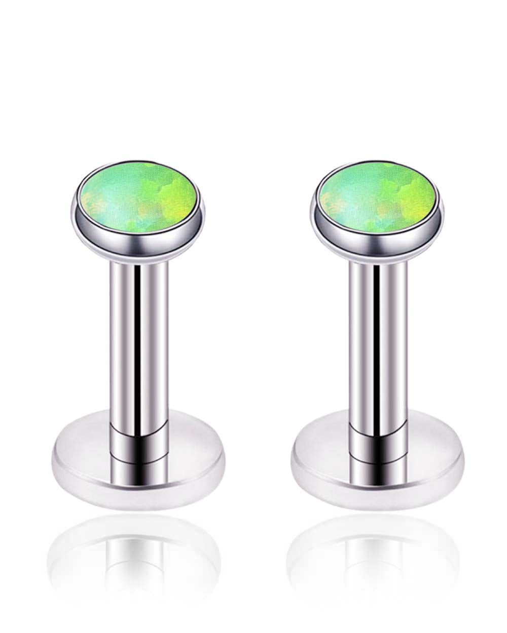 Vivid Colorful Opal Bezel Ear Piercing Earring Stud Set