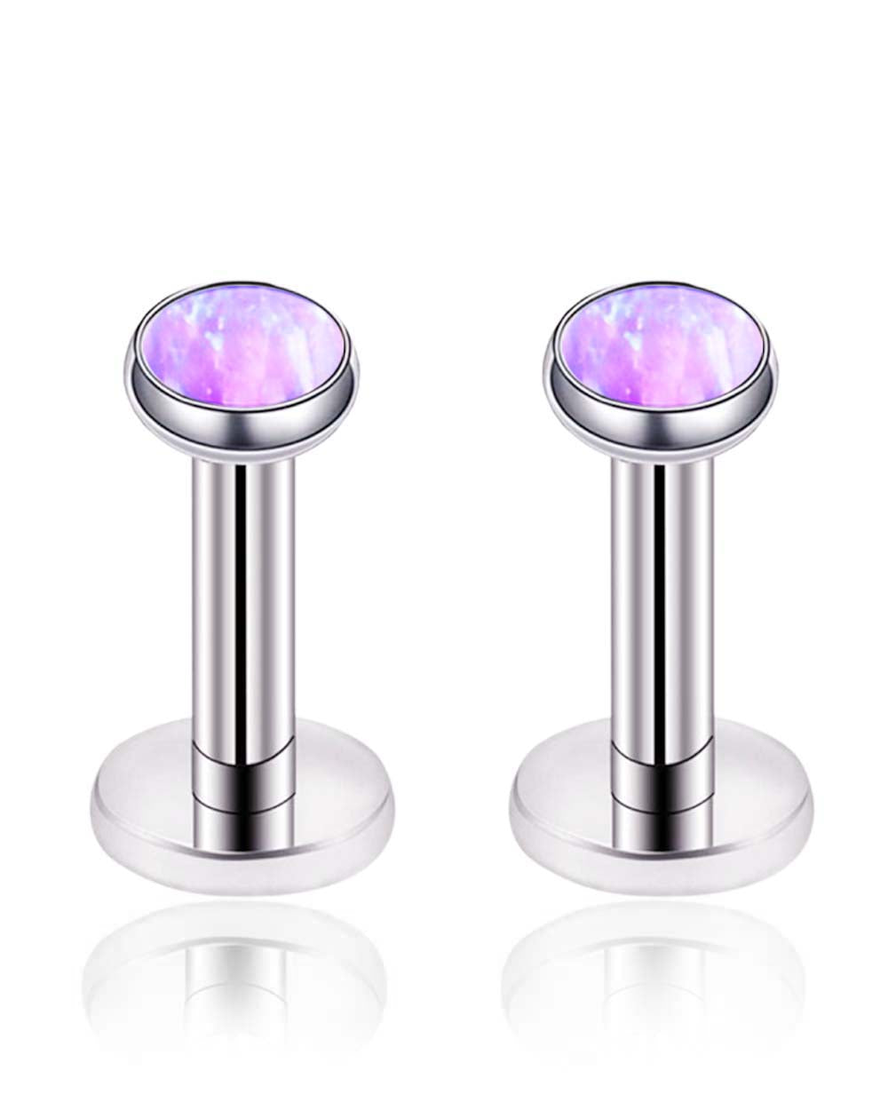 Vivid Colorful Opal Bezel Ear Piercing Earring Stud Set