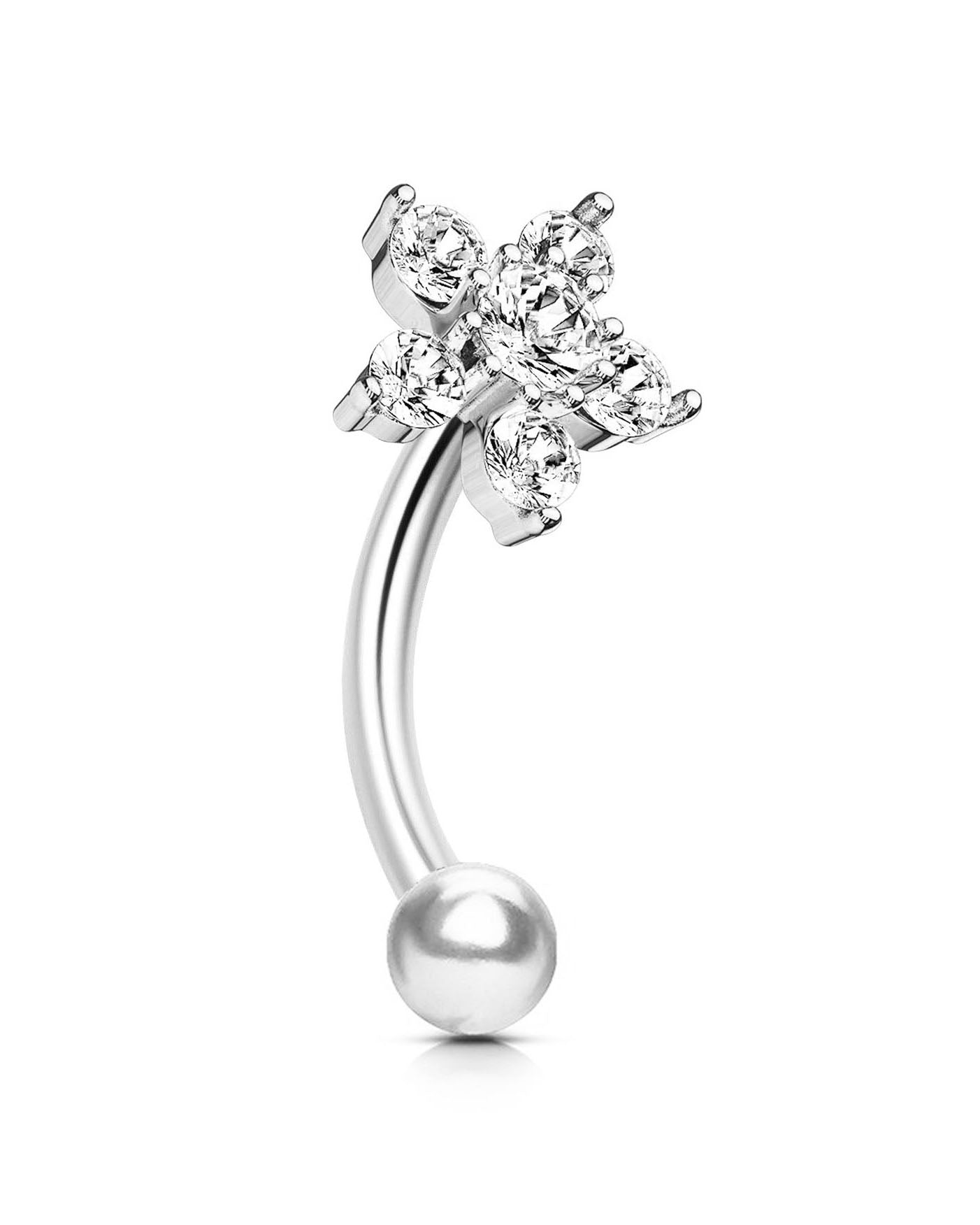 Jasmine Crystal Flower Rook Piercing Jewelry Curved Barbell